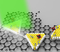 Artist's rendering showing how researchers will monitor 2-D crystal structure and growth.